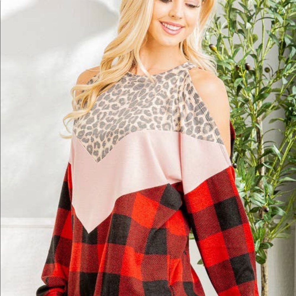 Chevron cold shoulder top